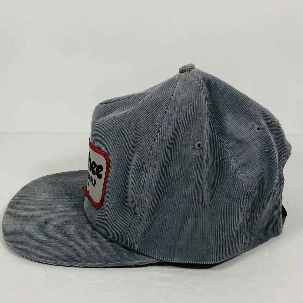 Vintage Fourshee Building Supply‎ Cadiz, Kentucky Hat GREY Corduroy 1980s Patch